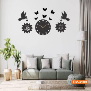 Bird design analogue wall clock set
