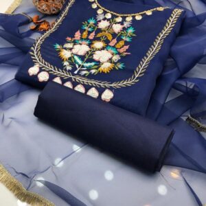 3 PC's women's unstitched organza embroidered suit