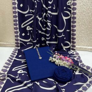 3 PC's women's unstitched katan silk printed suit