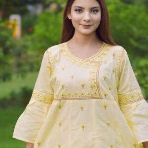 2 PCs women's stitched cotton embroidered shirt and trouser
