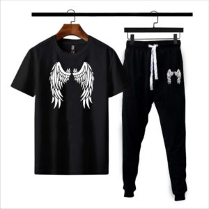 2 PCs men's cotton jersey printed track suit