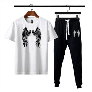 2 PCs men's cotton jersey printed track suit