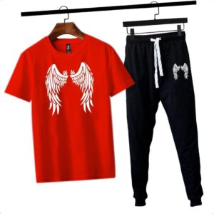 2 PCs men's cotton jersey printed track suit