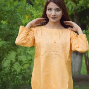 2 PCs women's stitched cotton embroidered shirt and trouser
