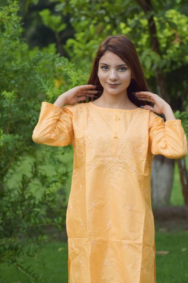 2 PCs women's stitched cotton embroidered shirt and trouser