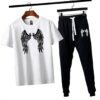2 PCs men's cotton jersey printed track suit