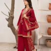 2 PCs women's stitched linen printed shirt and trouser