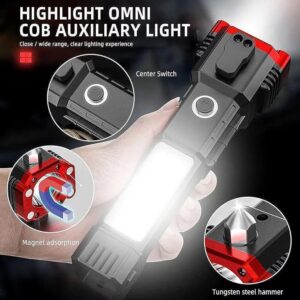 LED Rechargeable Torch with Night Light - 1 Pc Black Portable Light