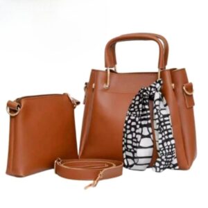 Women's PU Leather Plain Hand Bag Set