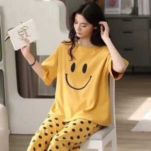 2 Pcs Women's Stitched Cotton Jersey Printed Night Suit