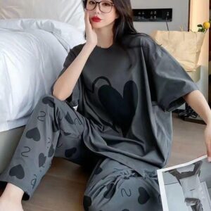 Comfortable Cotton Jersey Printed Night Suit - 2 Pcs Set